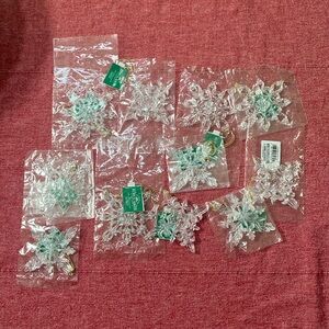 NWT Kurt S.Adler iridescent, glittery, snowflake ornaments—11 total